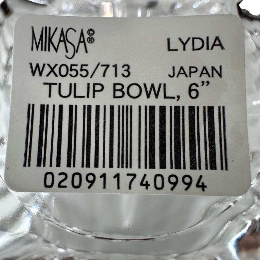 Mikasa Lydia Tulip Bowl 6" Ribbed Crystal Scalloped Edge CandyDish marked Japan - Picture 6 of 8